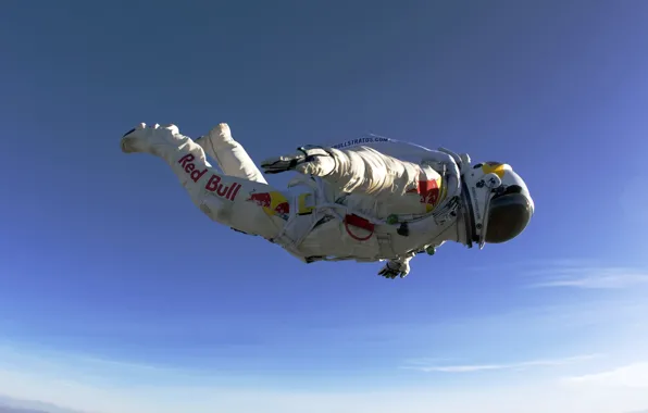 Картинка полет, прыжок, скафандр, парашютист, Felix Baumgartner