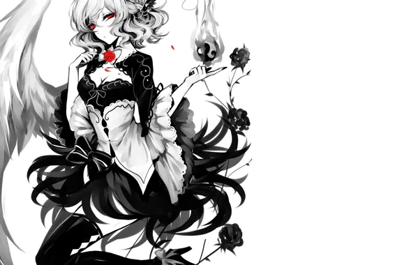 Девушка, белый фон, Touhou, Тохо, Тоухоу, аниме игра