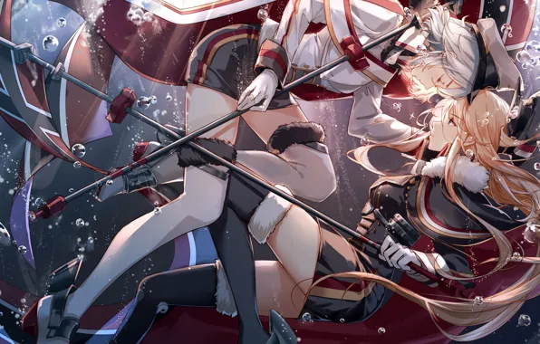 Sexy, thighhighs, long hair, dress, girls, anime, blue eyes, beautiful