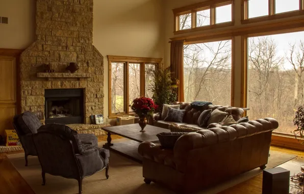 Wood, living room, interior, fireplace, design. house