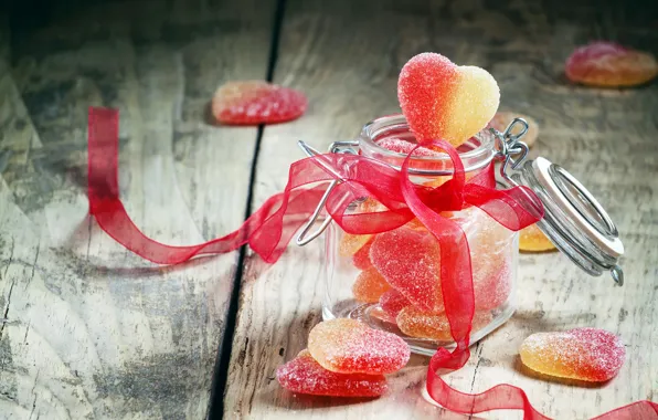 Сердце, банка, сладкое, мармелад