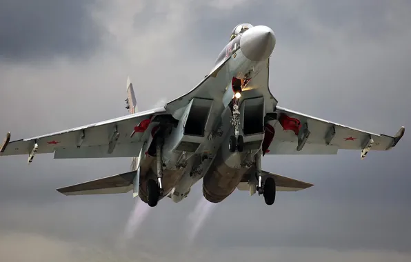 Картинка Су-35С, ОКБ Сухого, ВКС России, сверхманёвренный истребитель поколения 4++, российский многоцелевой