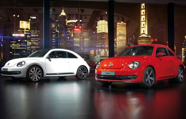 Машина, авто, белый, красный, Volkswagen