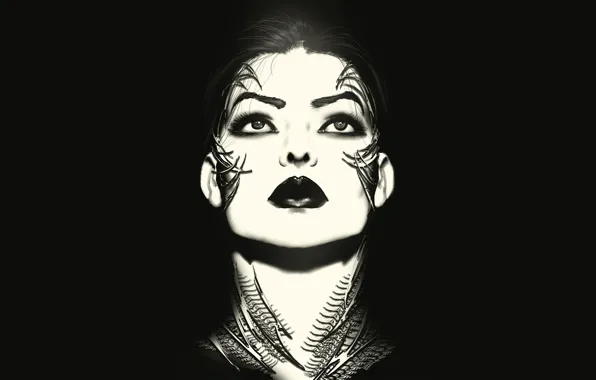 Девушка, лицо, черный, ведьма, Witchblade