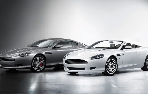 Aston Martin, Белый, Серый, DB9, Coupe, Volante