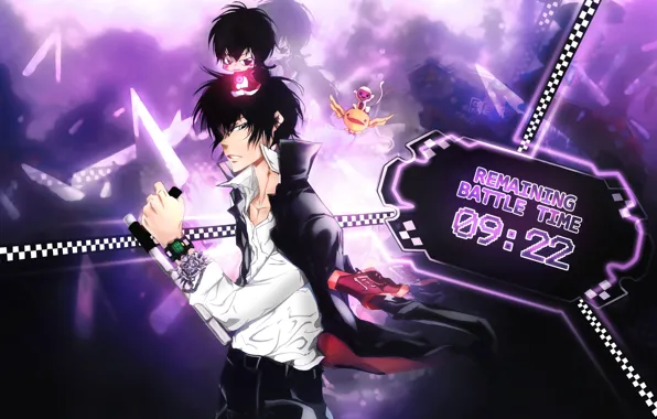 Часы, парень, чиби, школьная форма, Katekyo hitman Reborn, Hibari Kyoya, Учитель мафиози Реборн, пивязка