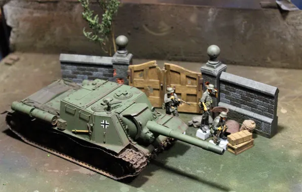 Картинка игрушка, установка, солдатики, ИСУ-152, моделька, самоходно-артиллерийская, тяжёлая, войск