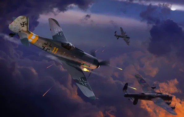 Истребитель, Бомбардировщик, Avro Lancaster, Avro 683 Lancaster, Fw.190, Fw-190D-9