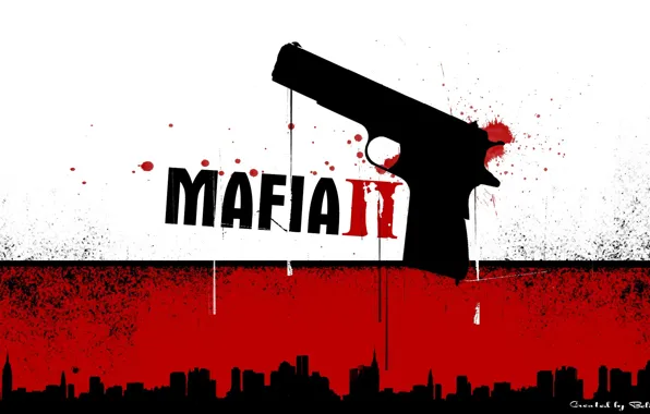 Красный, пистолет, черный, mafia2