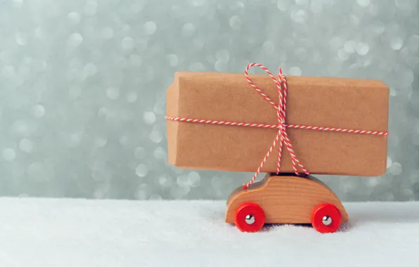 Снег, подарок, игрушка, Машинка