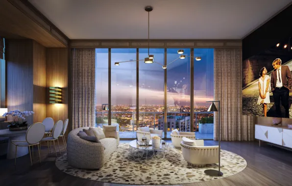 Интерьер, Miami, мегаполис, домашний кинотеатр, 30th floor, theater room