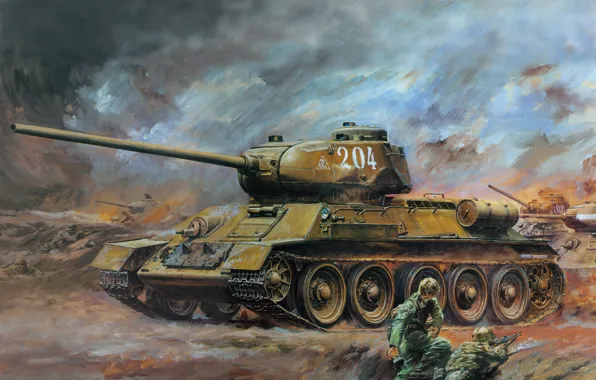 Картинка арт, танк, Т - 34 - 85