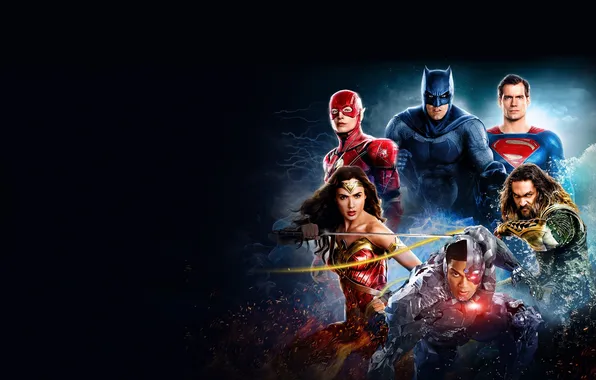 Черный фон, Wonder Woman, постер, Batman, Бен Аффлек, комикс, Superman, супергерои