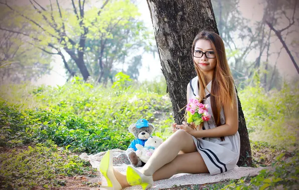 Девушка, фон, азиатка