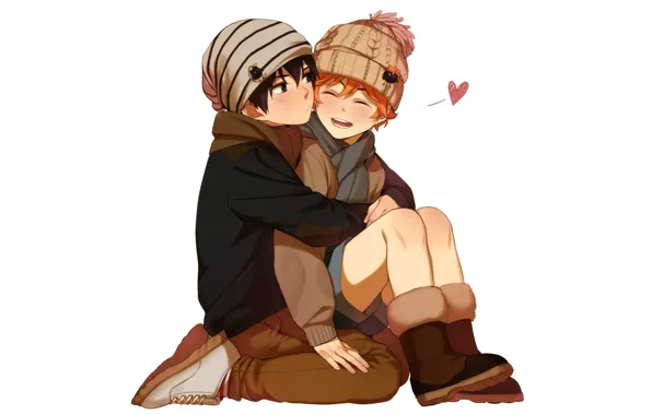 Объятия, двое, мальчики, Волейбол, Haikyuu, Кагеяма Тобио, Хината Сё