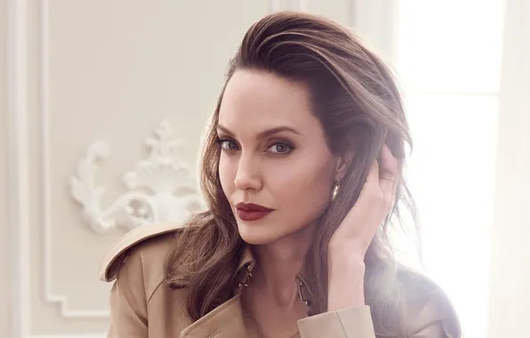 Взгляд, свет, лицо, женщина, волосы, актриса, Angelina Jolie, губы