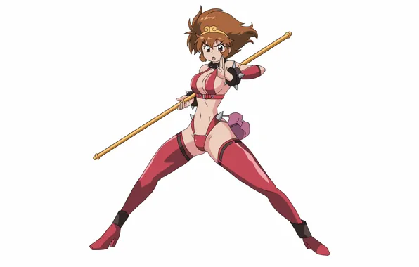 Girl, sexy, cleavage, thighhighs, brown hair, brown eyes, boobs, anime