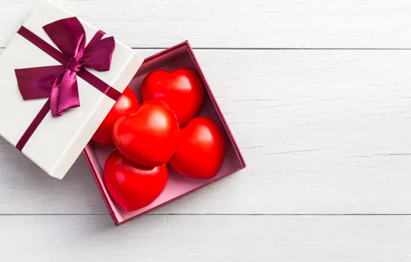Любовь, коробка, подарок, сердечки, red, love, box, romantic