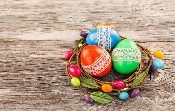 Картинка яйца, colorful, Пасха, happy, wood, Easter, eggs, decoration