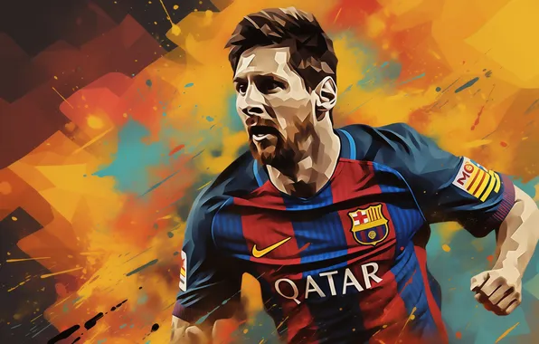 Футболист, Лионель Месси, Lionel Messi, Барселона, Barcelona, Paint Art