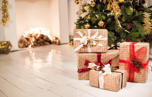 Картинка зима, праздник, игрушки, елка, новый год, рождество, подарки, Christmas