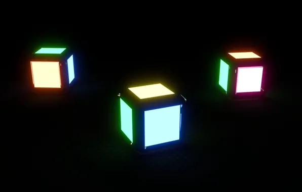 Картинка цвета, рендеринг, минимализм, colors, кубик, Cube, куб, render