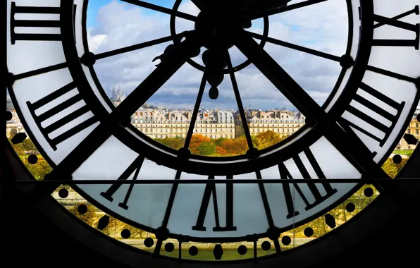 Франция, Париж, дома, вид с Больших часов музея Орсе