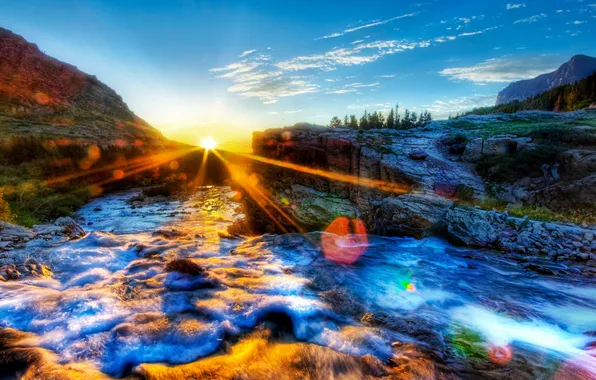 Sunrise, canyon, River
