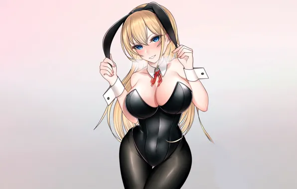 Girl, sexy, cleavage, long hair, boobs, anime, blue eyes, beautiful