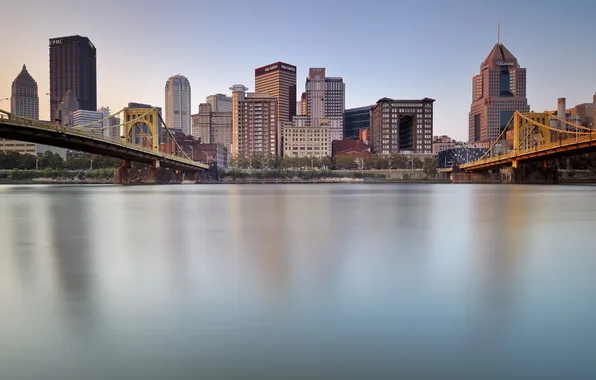 Картинка город, дома, мосты, Pittsburgh