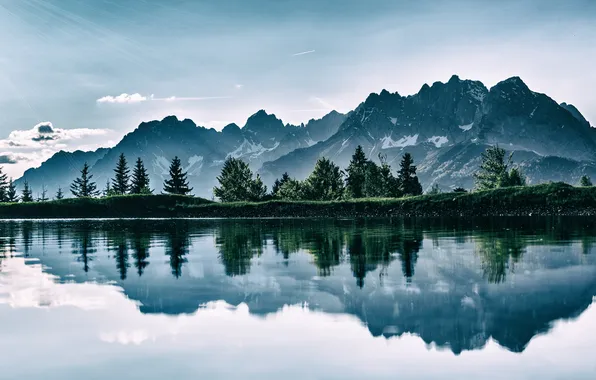 Mountains, lake, digital art