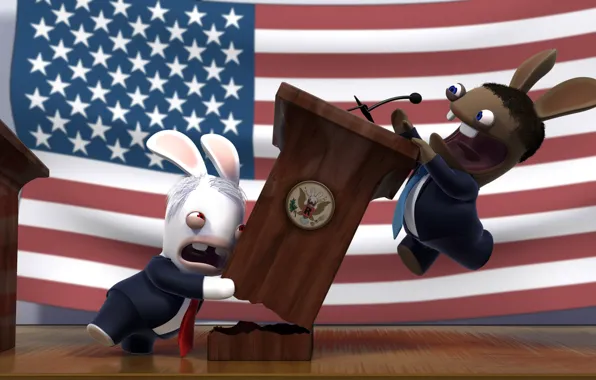 Картинка Кролик, драка, прикол, Обама, президент, МакКейн