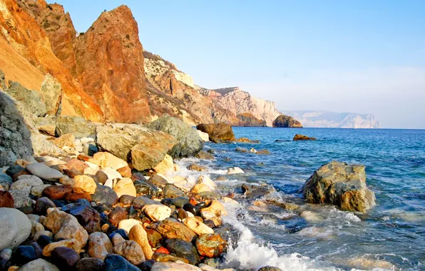 Картинка море, небо, горы, камни, скалы