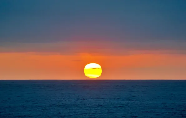 Fireball, twilight, sea, ocean, sunset, seascape, sun, dusk