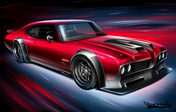 Авто, Рисунок, Машина, 1969, Art, Oldsmobile, Hurst, Andreas Hoås Wennevold