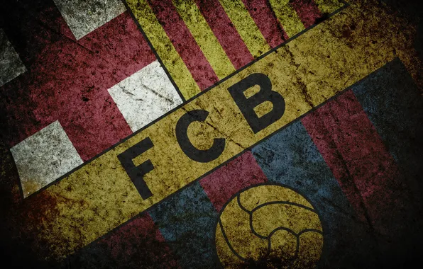 Картинка футбол, лого, грандж, fc barcelona