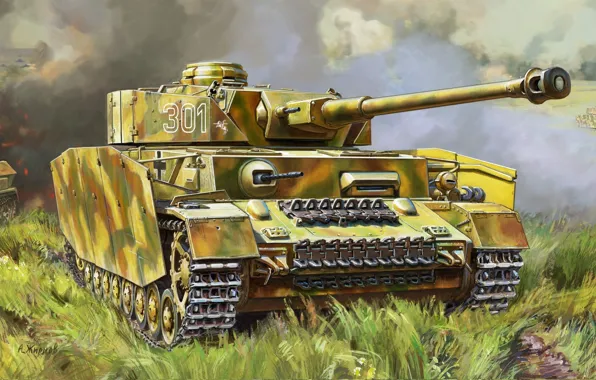 Картинка GERMANY, Panzerwaffe, Вермахт, Pz. IV, Бронетанковые войска, Противокумулятивный экран, Пушка 7.5 cm K.W.k.40