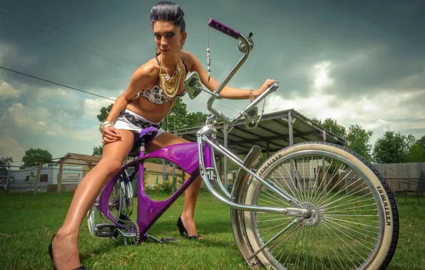 Картинка девушка, велосипед, поза