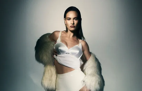Girl, young, beautiful, model, brunette, long-haired, Lily James