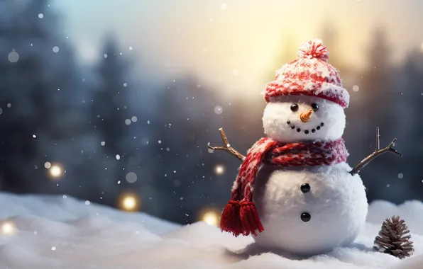 Зима, снег, Рождество, Новый год, снеговик, Christmas, winter, snow