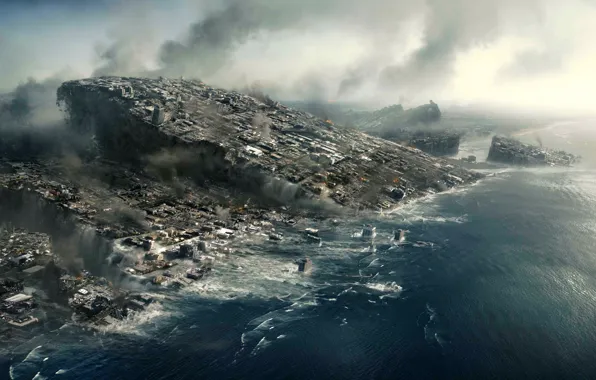 Картинка город, разрушения, катастрофа, плиты, 2012