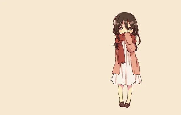 Минимализм, аниме, арт, девочка, чиби, chibi, attack on titan, mikasa