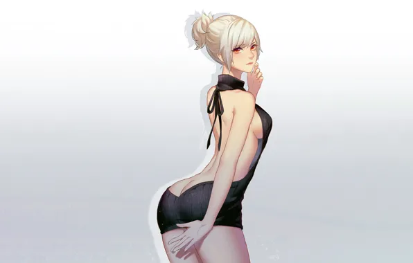 Girl, sexy, cleavage, dress, boobs, anime, beautiful, short hair