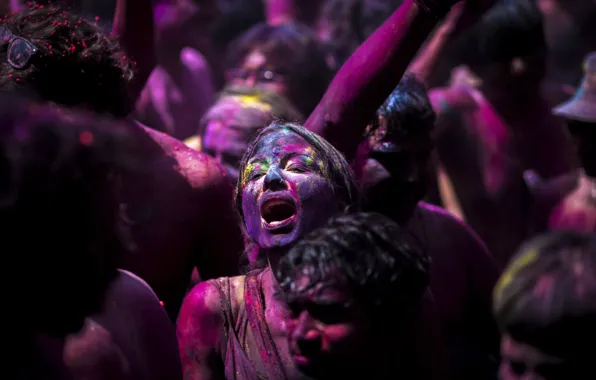 Картинка радость, краски, лица, Holi Festival