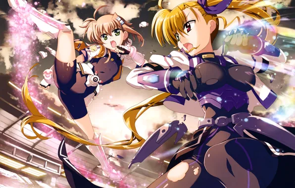 Девушки, Поза, Магия, Mahou Shoujo Lyrical Nanoha