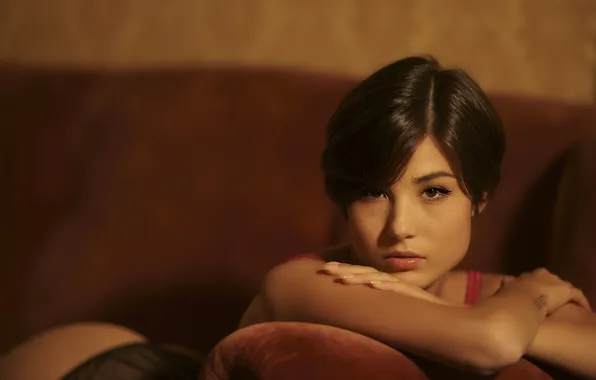 Model, Looking At Camera, Giorgia Soleri, On The Couch, Low Light