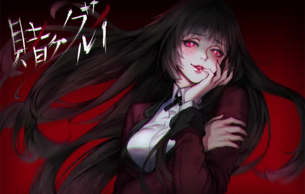 Girl, anime, face, japanese, bishojo, kanji, Kakegurui, Compulsive Gambler