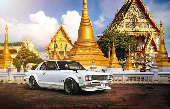 Авто, Машина, Ниссан, День, Храм, 1971, Nissan, Автомобиль