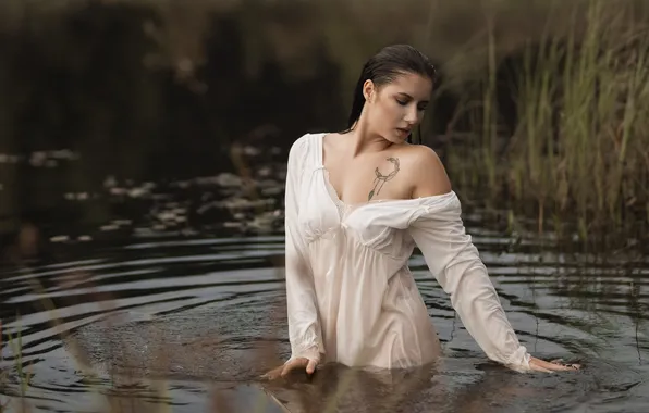 Поза, модель, тату, Кристина, Владимир Васильев, фотосессия в воде