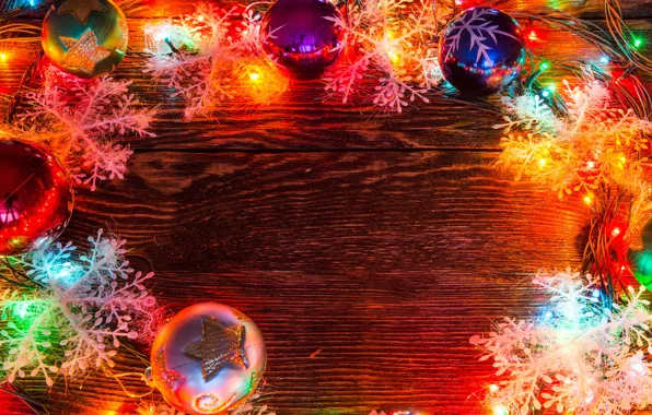 Картинка снежинки, праздник, шары, игрушки, новый год
